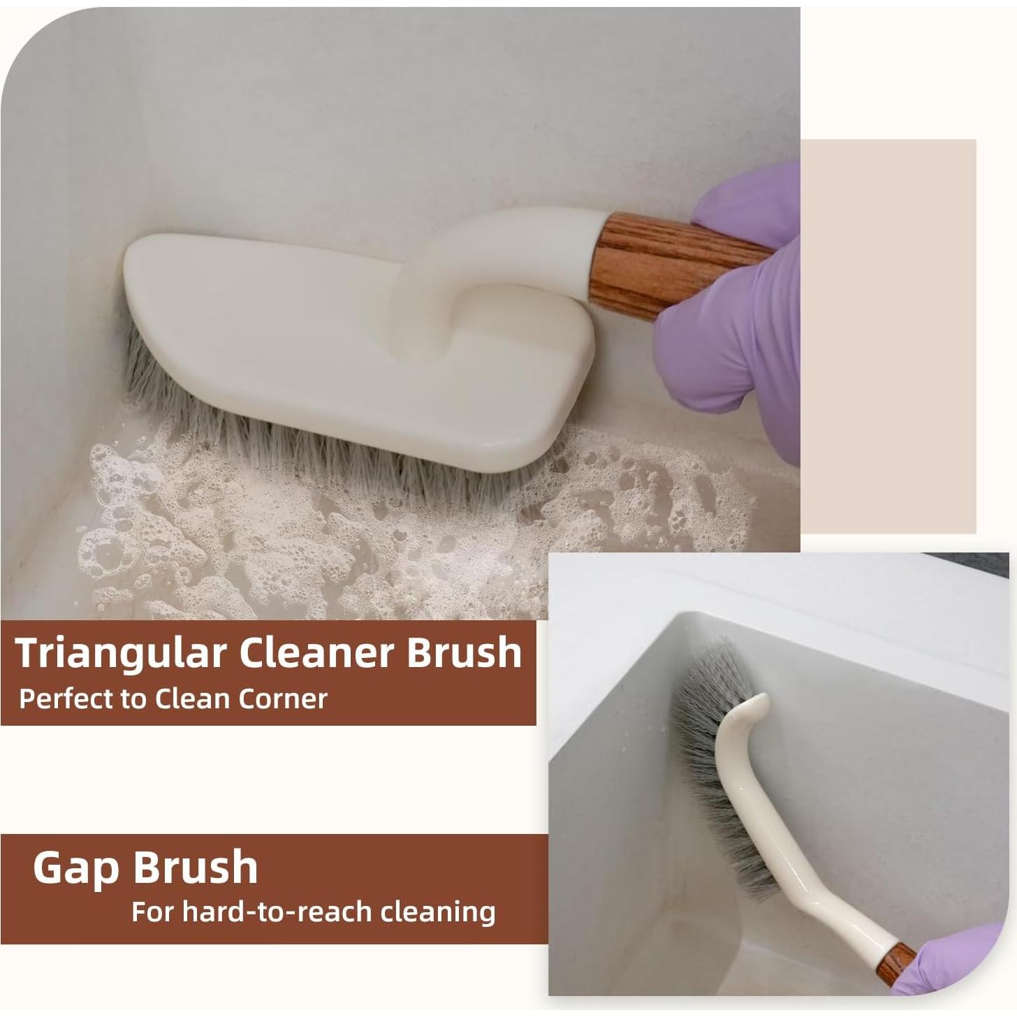 Juego de 4 Cepillos de Limpieza FAMILIA CEPILLO con Mangos de Madera