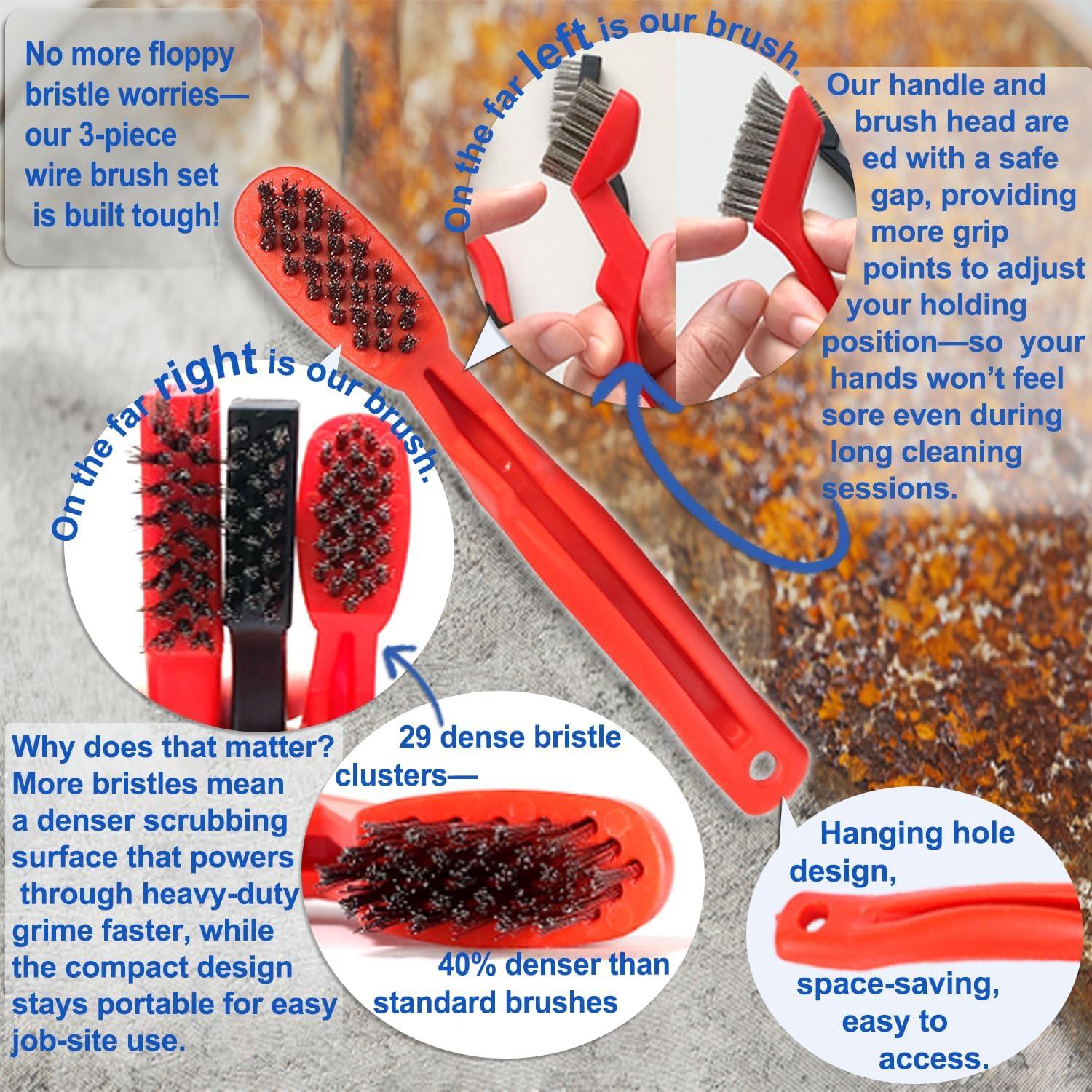 Cepillos de Alambre de Acero Inoxidable SONRISA DORADA - 3 Piezas 17.78 cm