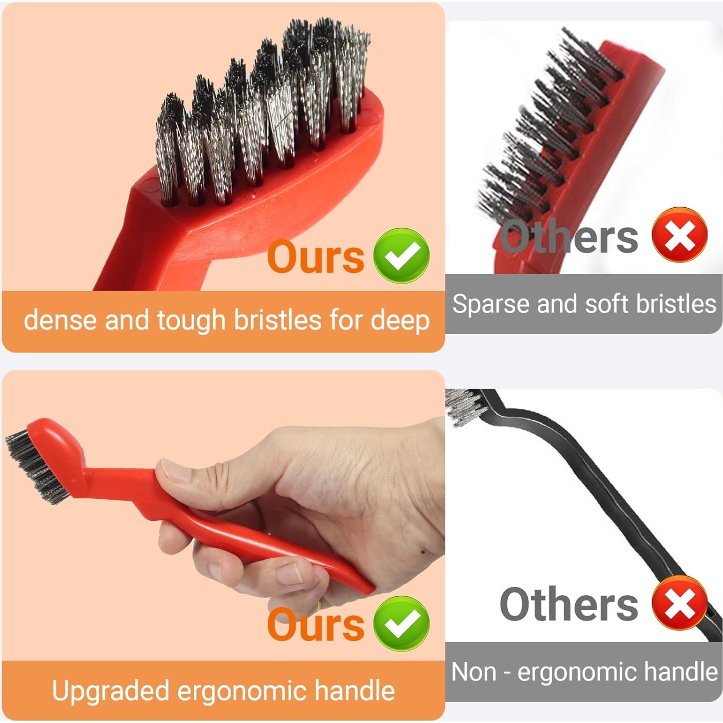 Cepillos de Alambre de Acero Inoxidable SONRISA DORADA - 3 Piezas 17.78 cm