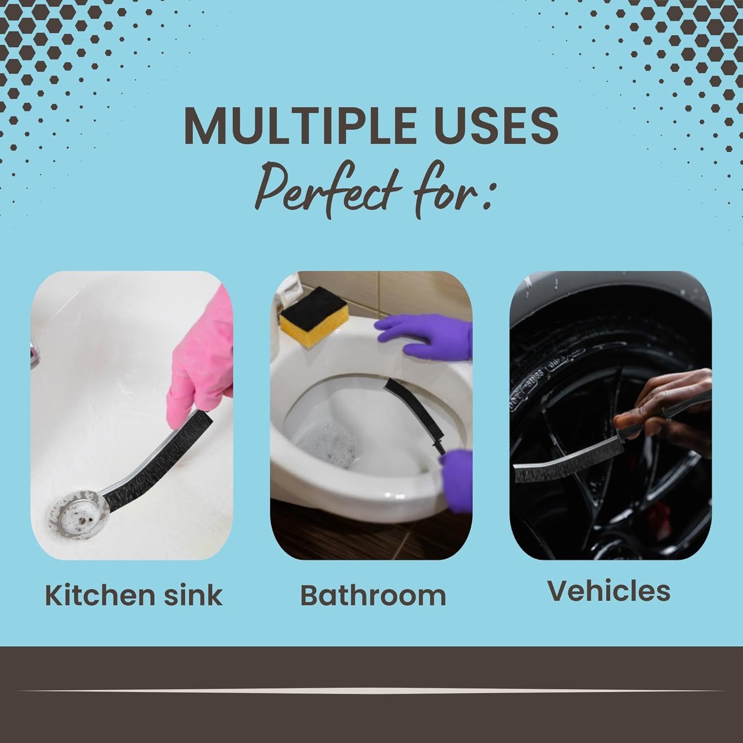 Cepillo de limpieza Gadgetime USA - 3 unidades cerdas duras