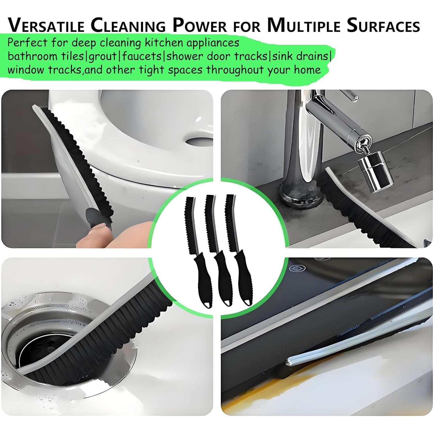 Juego de 3 cepillos de limpieza Kesttenn para grietas y ranuras