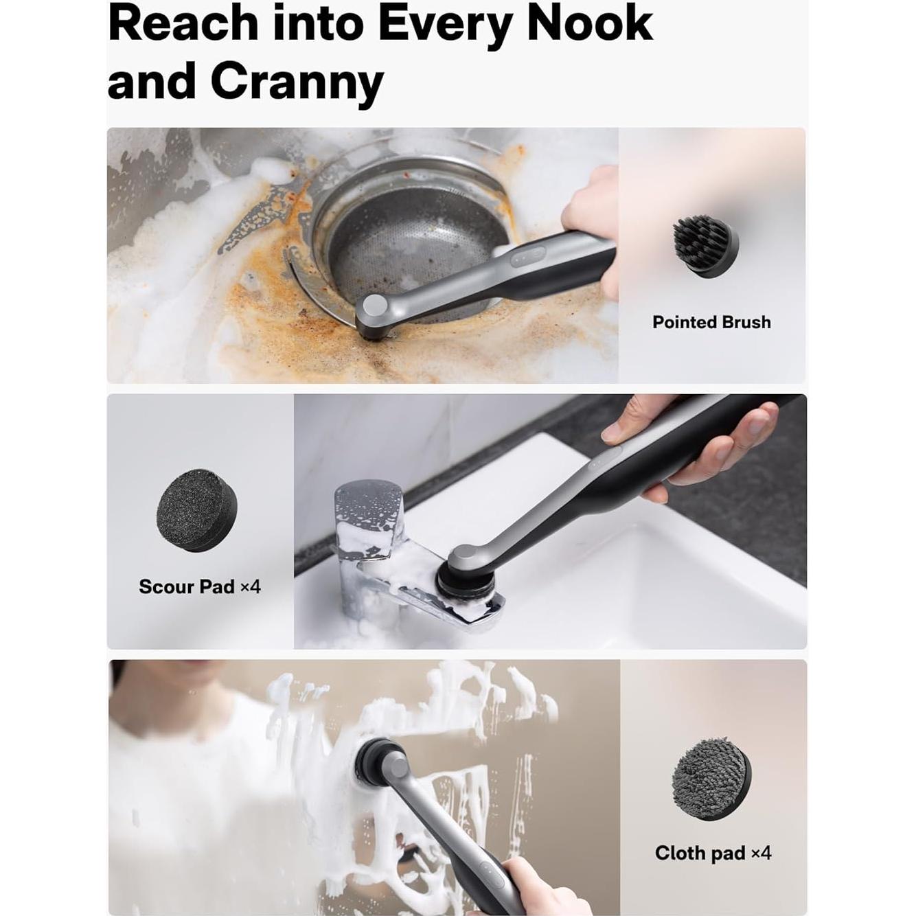 HOTO 16 PCS Replacement Brush Heads for Wand™ Grout Brush, Suitable Electric Grout Scrubber Only, Cordless Spin Scrubber Accessories for Tiles, Grout, Corners, Crevices