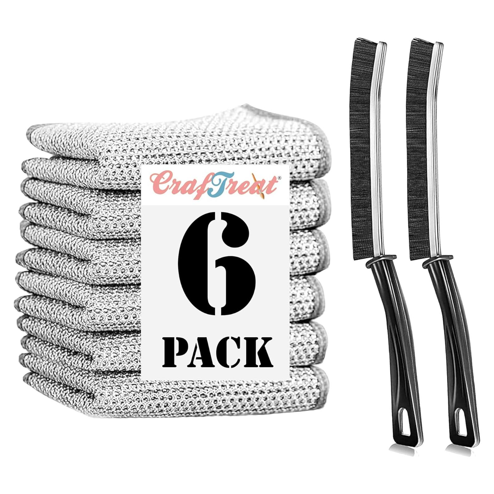 Combo de Limpieza CrafTreat - 2 Cepillos y 6 Paños Reutilizables