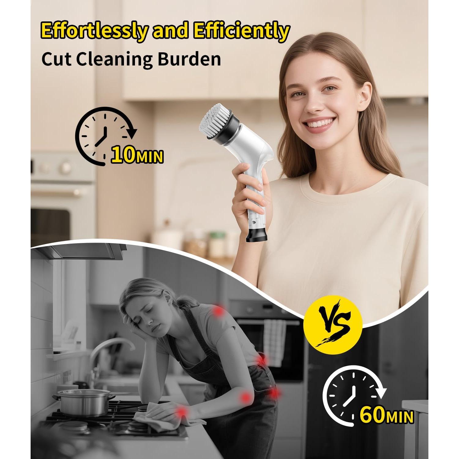 Cepillo de Limpieza Eléctrico KELAWE Inalámbrico 6 Cabezas 3 Velocidades