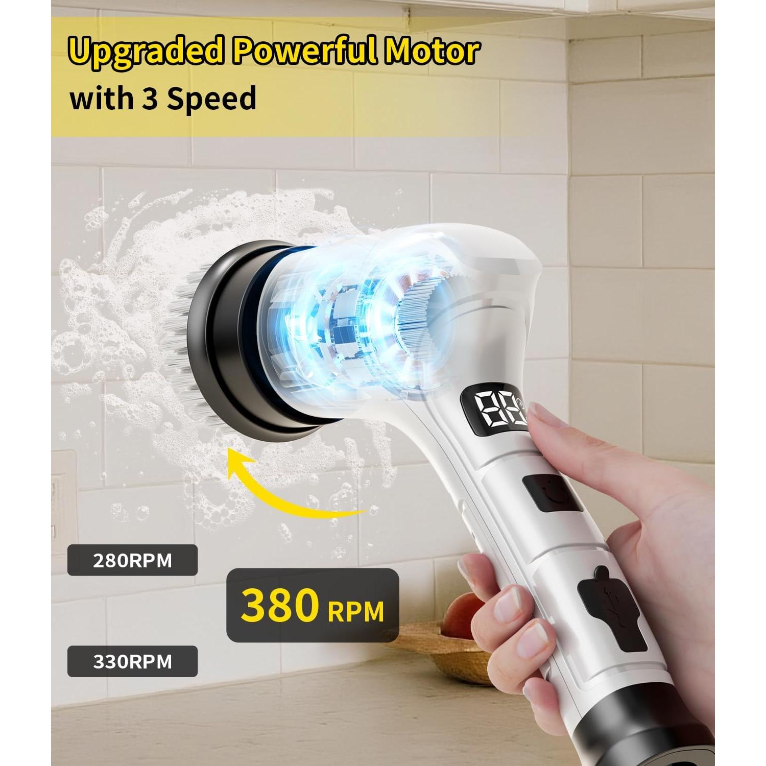 Cepillo de Limpieza Eléctrico KELAWE Inalámbrico 6 Cabezas 3 Velocidades