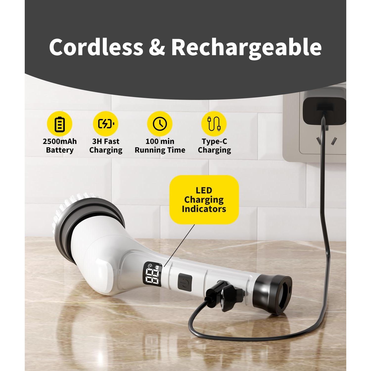 Cepillo de Limpieza Eléctrico KELAWE Inalámbrico 6 Cabezas 3 Velocidades