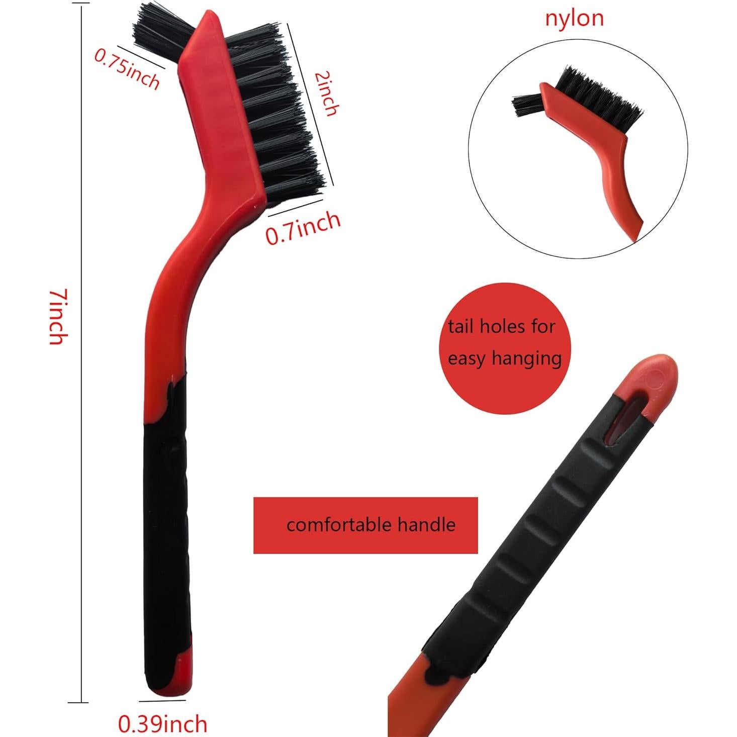 Paquete de 6 Cepillos de Nylon Ergonómicos para Limpieza
