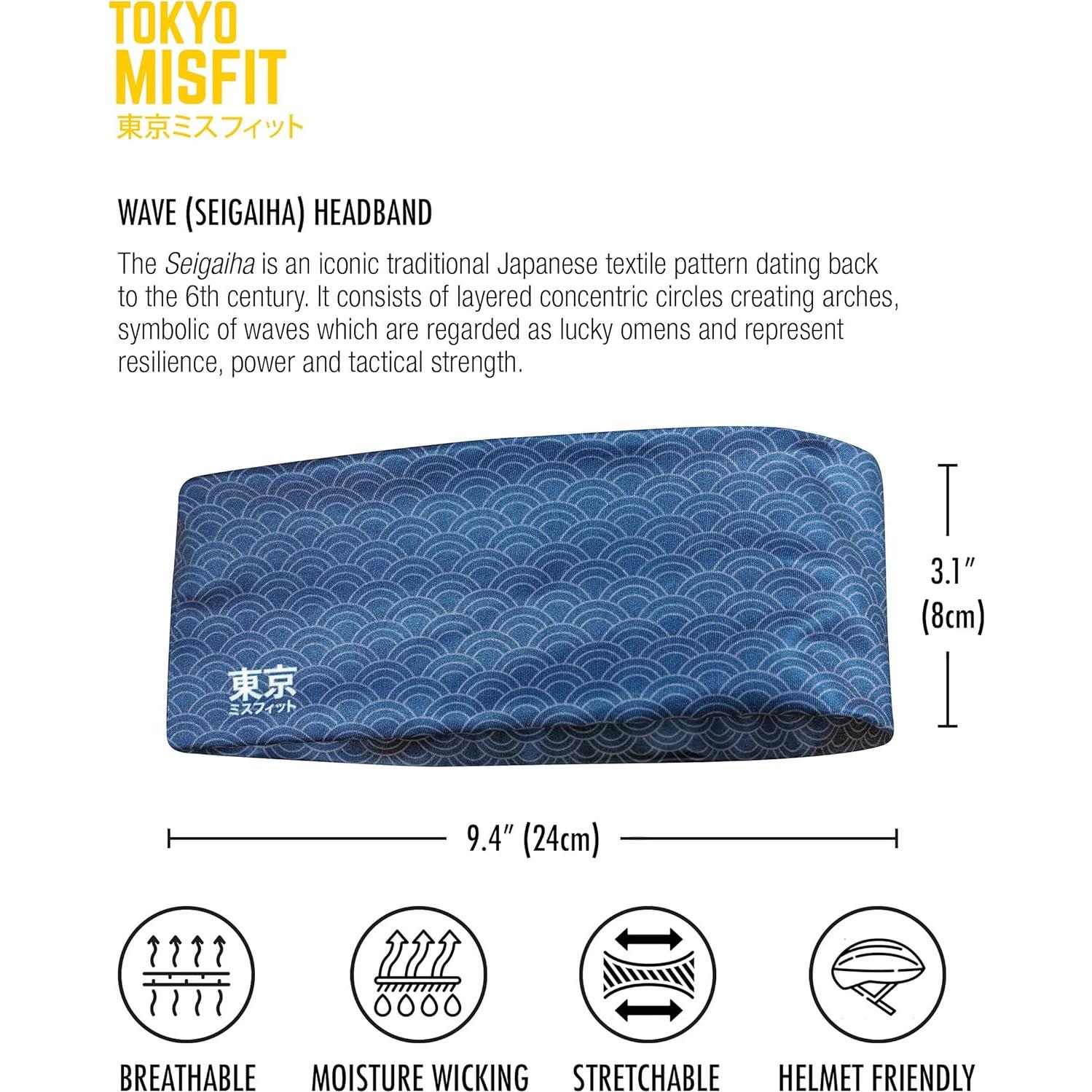 Diadema Tokyo Misfit Unisex Ola Seigaiha para Ejercicio