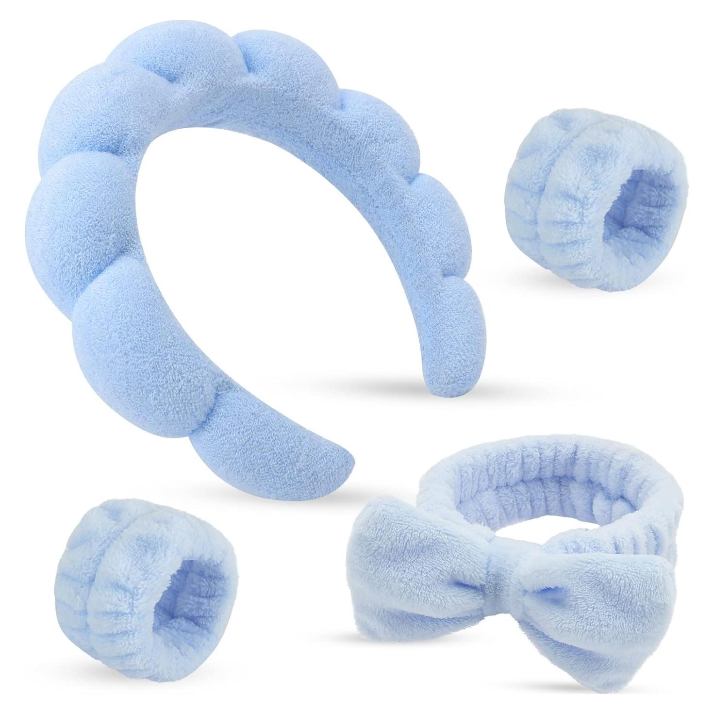 Diademas de Spa ATROCH con Muñequera - Cuidado Facial Azul