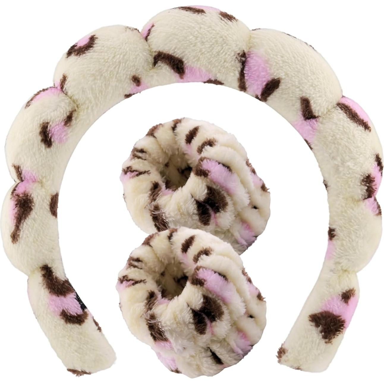 Conjunto de banda para cabeza y muñeca 2 Orquídeas - Microfibra suave