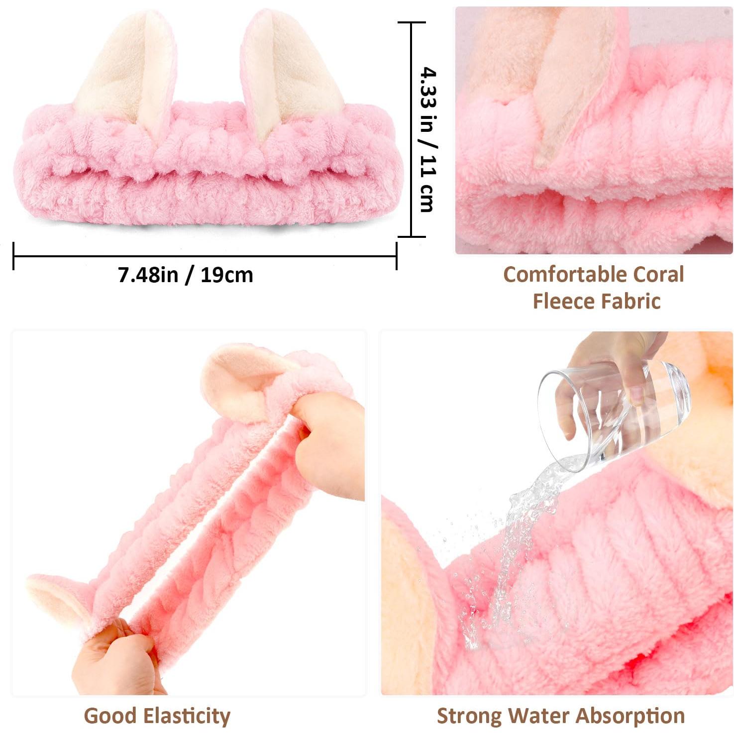 Conjunto Diadema y Pulsera Spa Atoden con Orejas de Gato Rosa