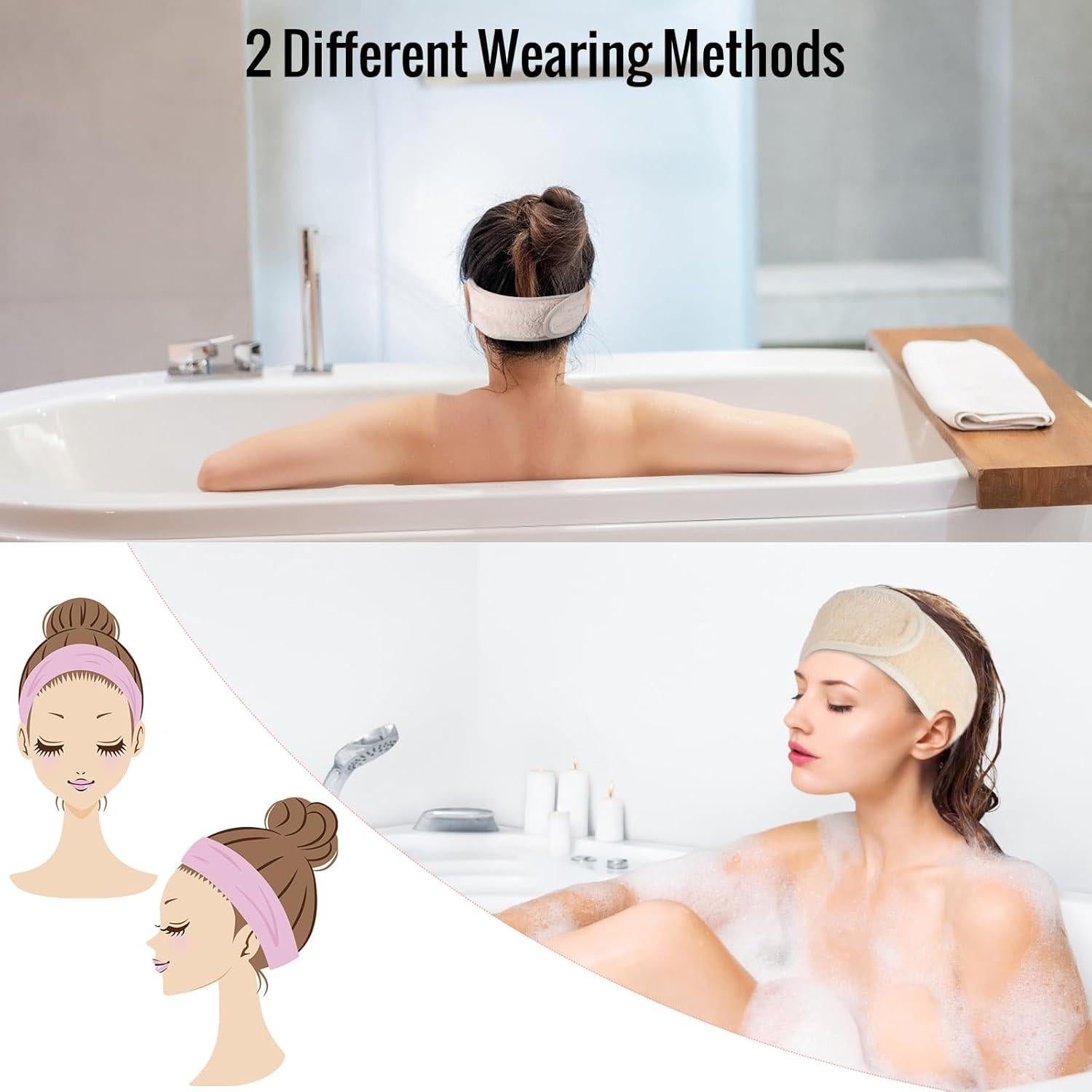 Diademas Faciales Spa Obeoby 6 Piezas Ajustables Franela