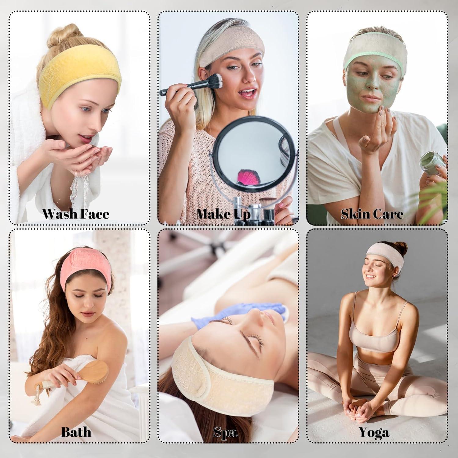 Diademas Faciales Spa Obeoby 6 Piezas Ajustables Franela