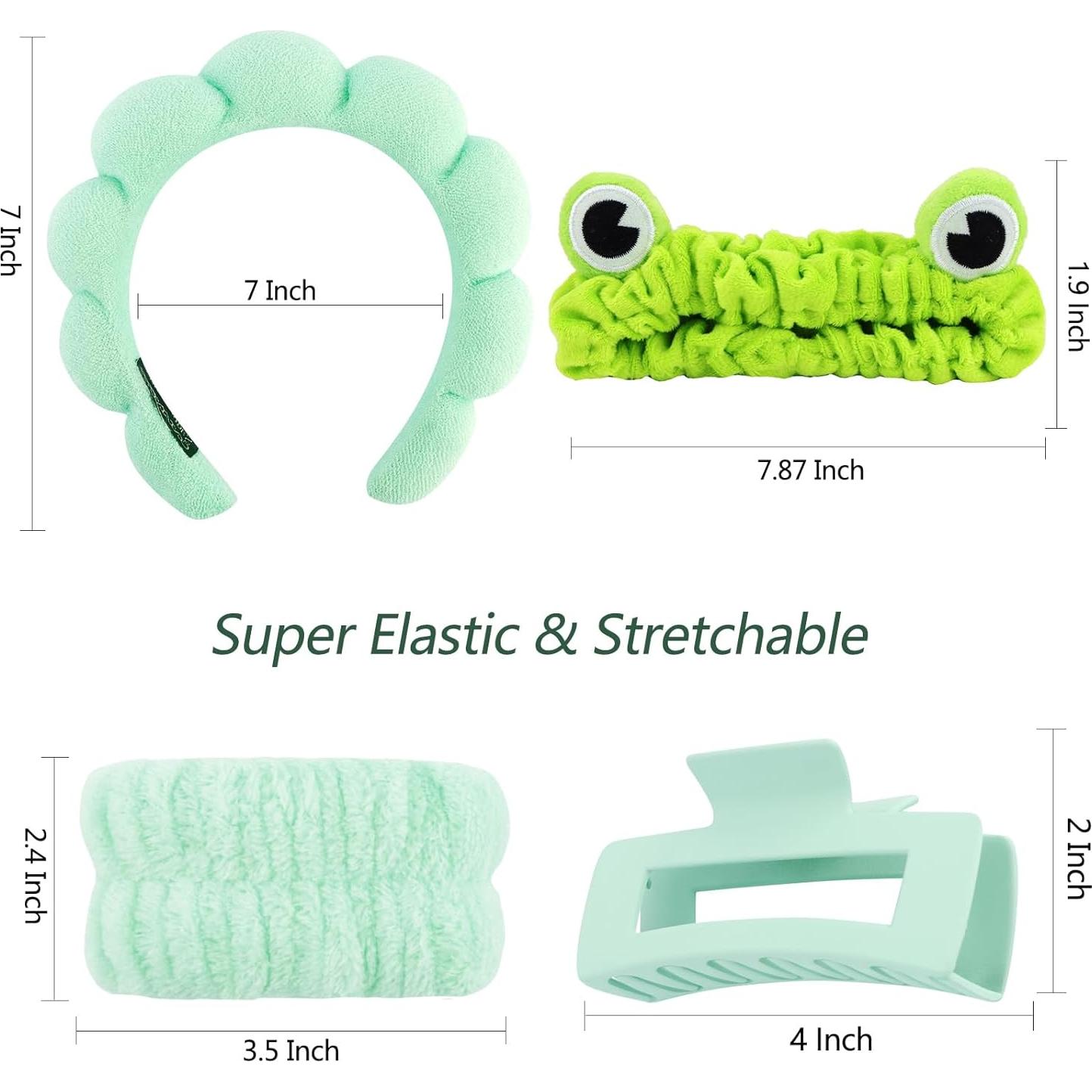 Banda de Cabeza Spa Velscrun Verde + 5 Piezas Accesorios