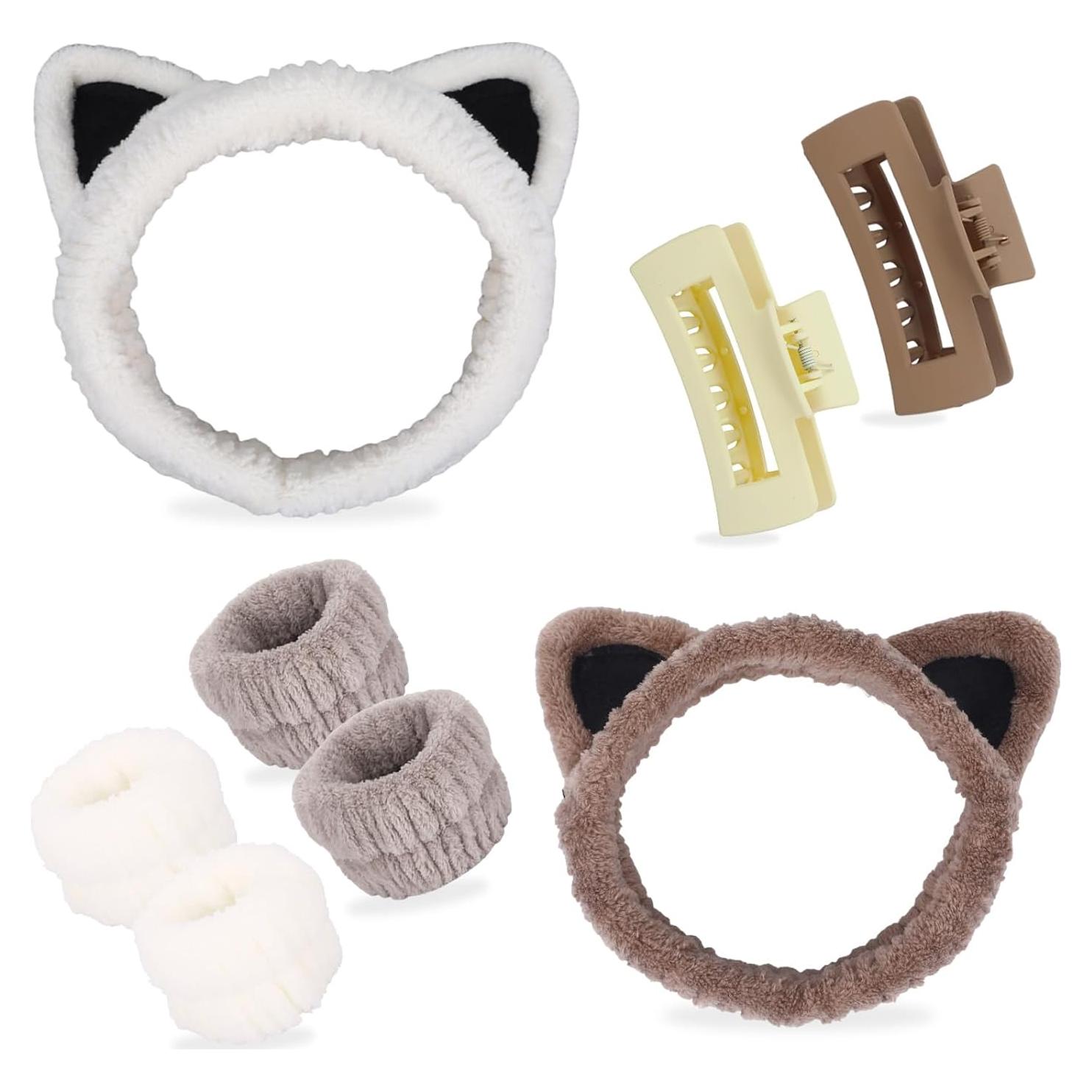 Conjunto de Diadema y Pulsera para Spa CHONG-LC - Orejas de Gato