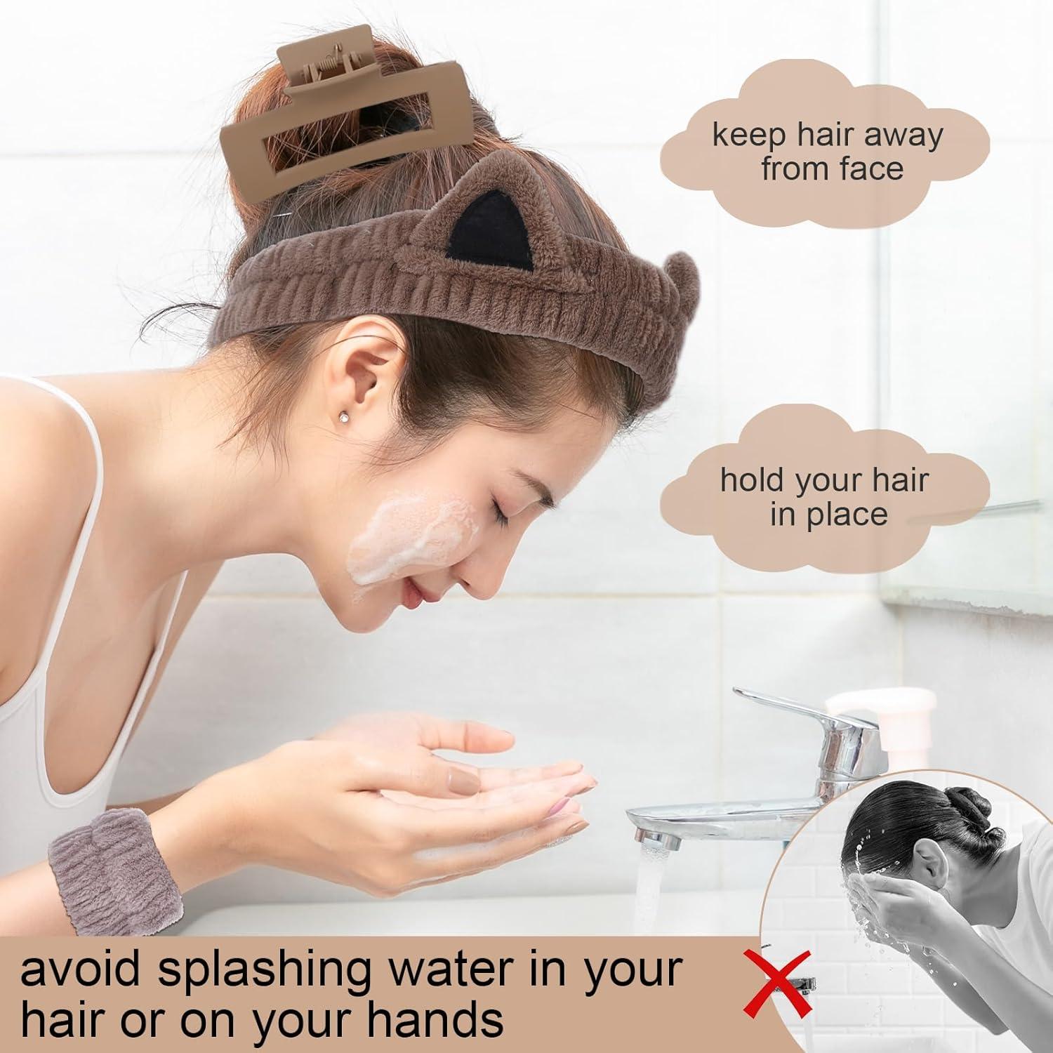 Conjunto de Diadema y Pulsera para Spa CHONG-LC - Orejas de Gato