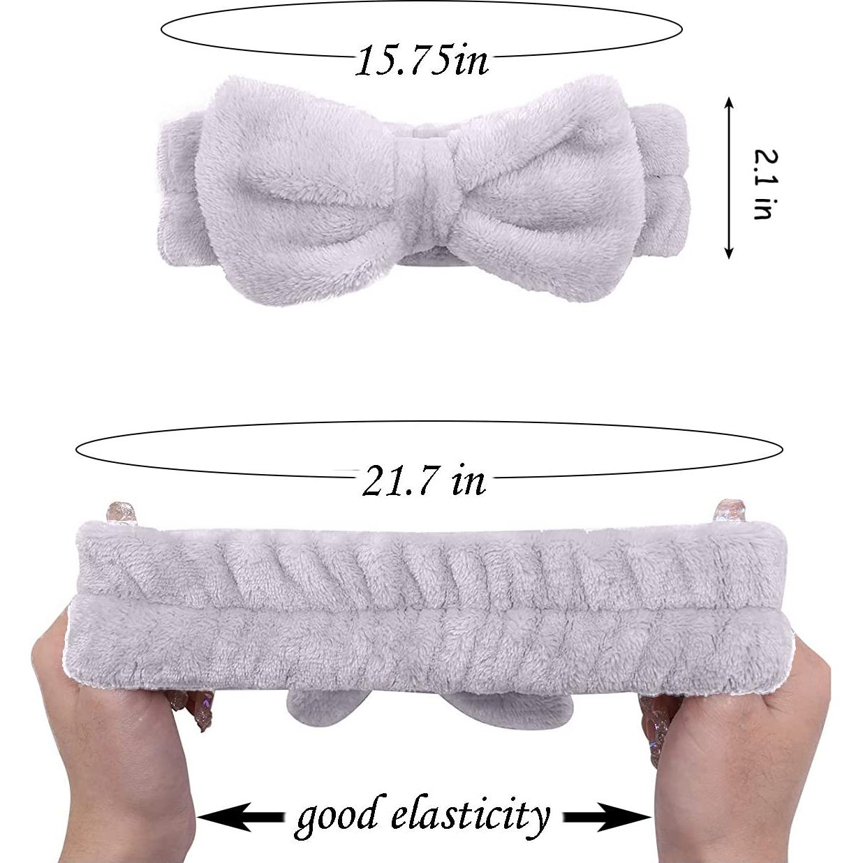 Diadema de Spa Gris Genérico con Lazo para Maquillaje