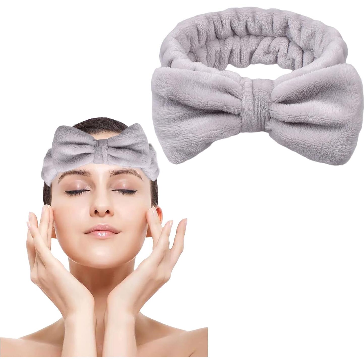 Diadema de Spa Gris Genérico con Lazo para Maquillaje