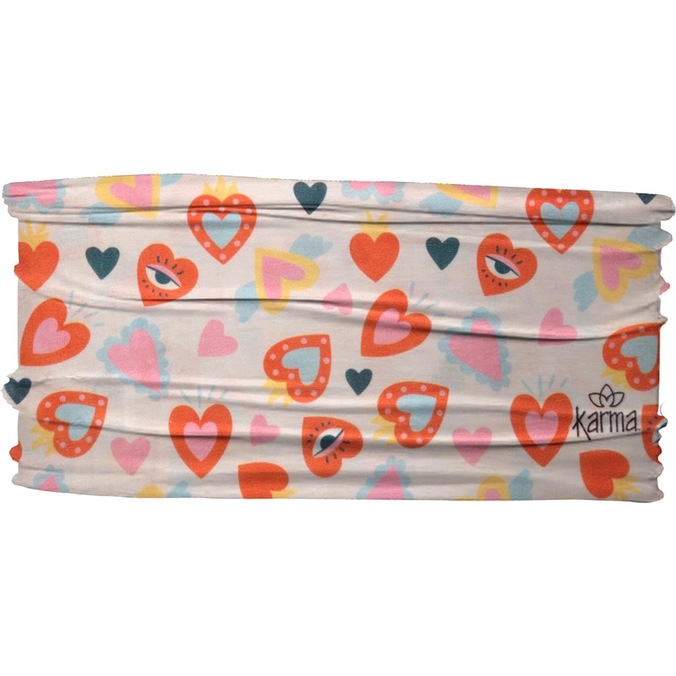 Diadema delgada Karma para mujeres - Tela elástica crema y naranja