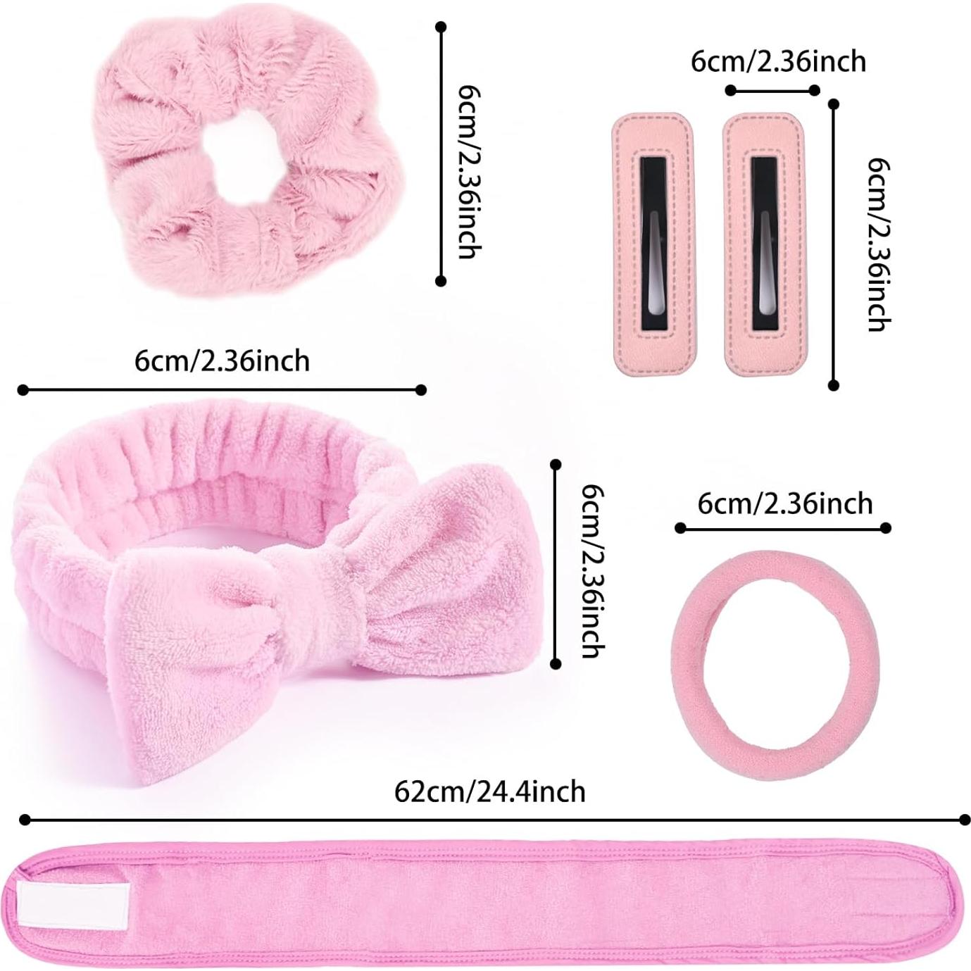 Juego de Spa LTHYHJ 20 Piezas Diademas y Muñequera Rosa