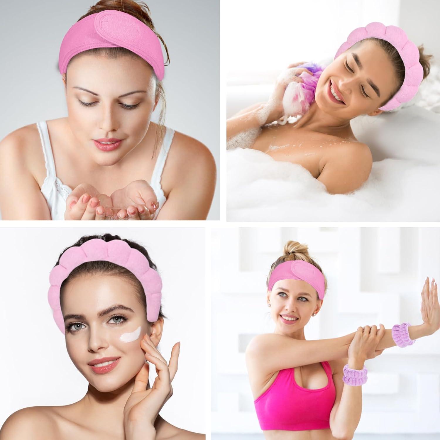 Juego de Spa LTHYHJ 20 Piezas Diademas y Muñequera Rosa