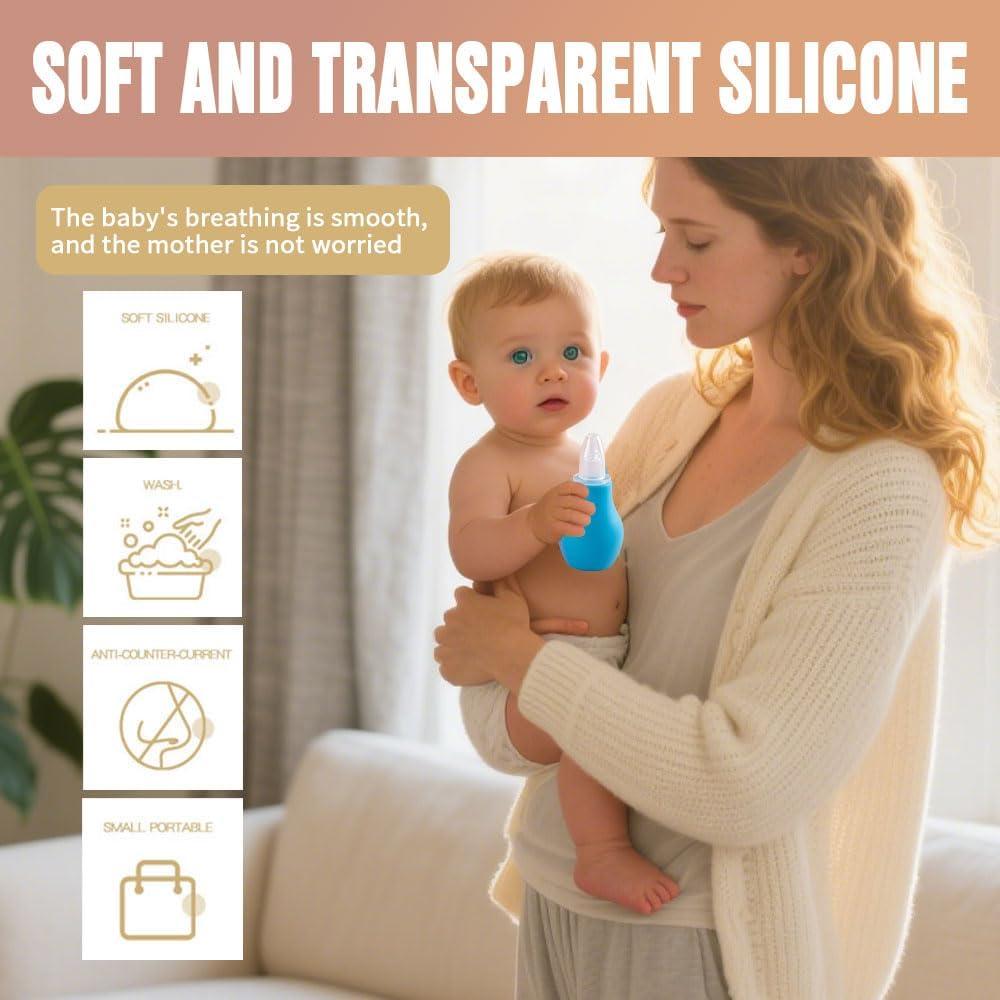 Aspirador Nasal Manual para Bebé Sunneo Amarillo - Silicona Segura