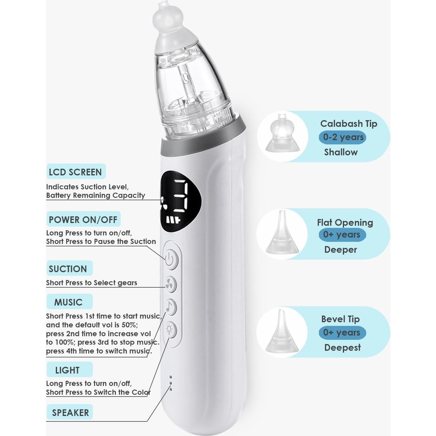Aspirador Nasal Eléctrico para Bebés Desida NASA011 con Luz y Música