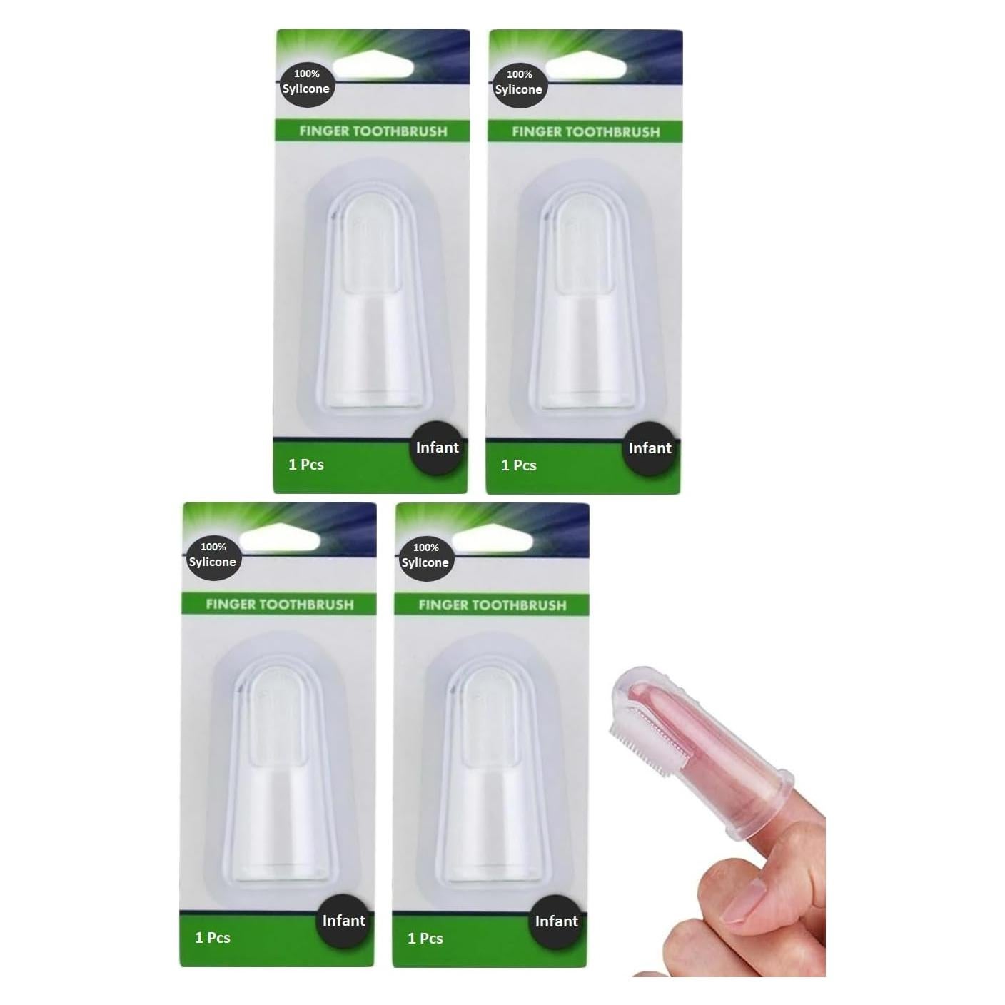 4 Piezas Cepillo de Dedo Infantil Silicona AmeriCan Goods