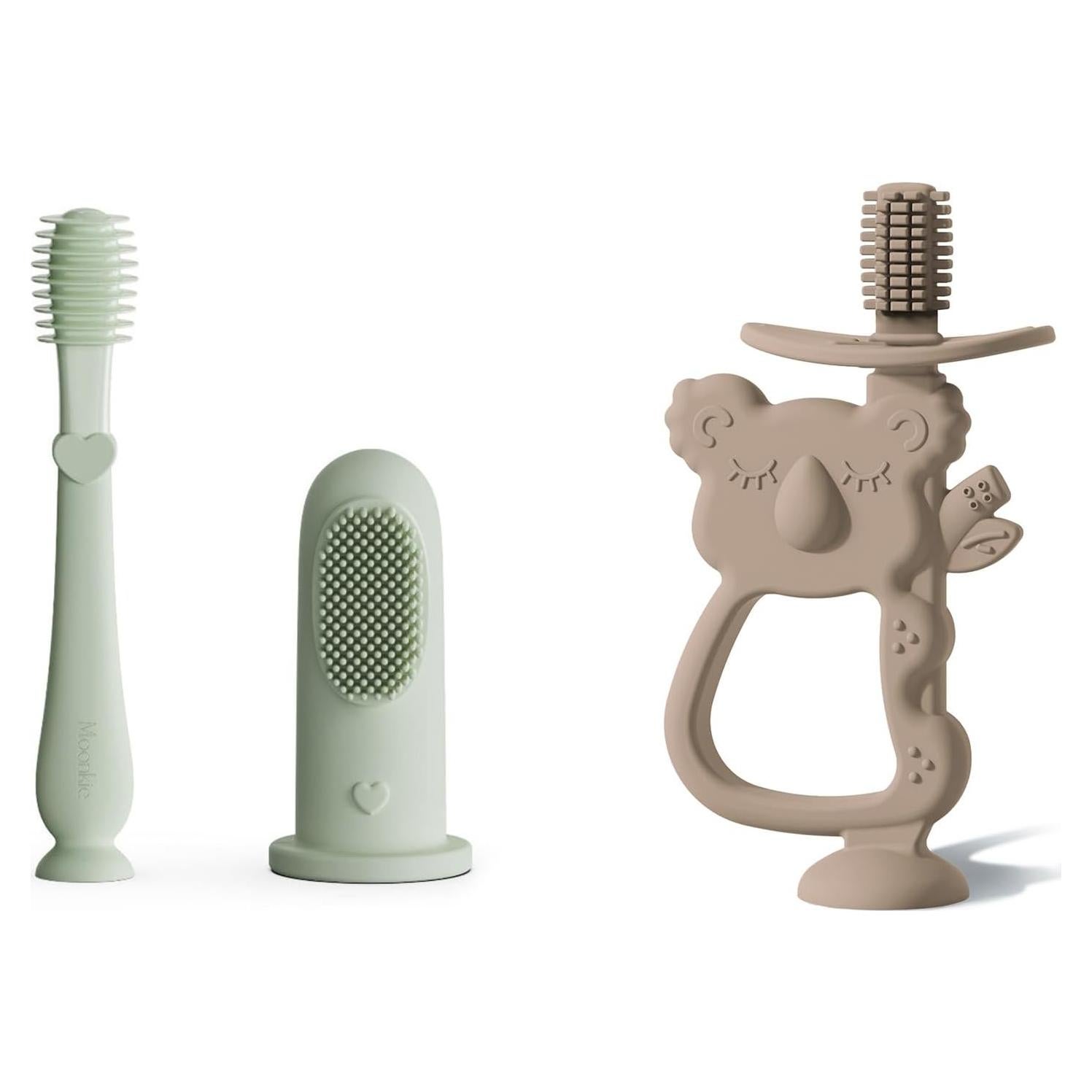 Kit de Cuidado Oral Bebé Moonkie | 2 Cepillos de Dedo y Limpiador de Lengua