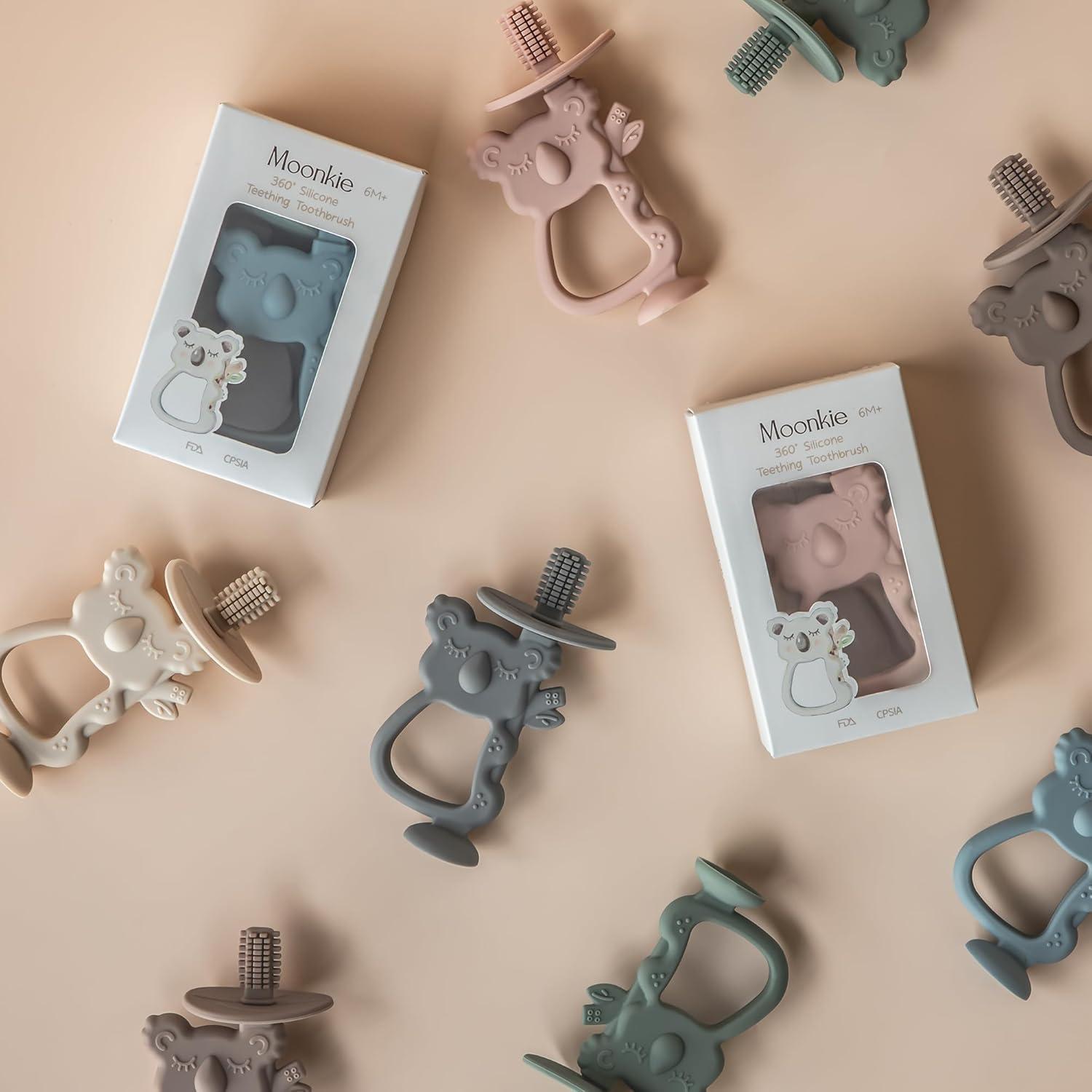 Kit de Cuidado Oral Bebé Moonkie | 2 Cepillos de Dedo y Limpiador de Lengua