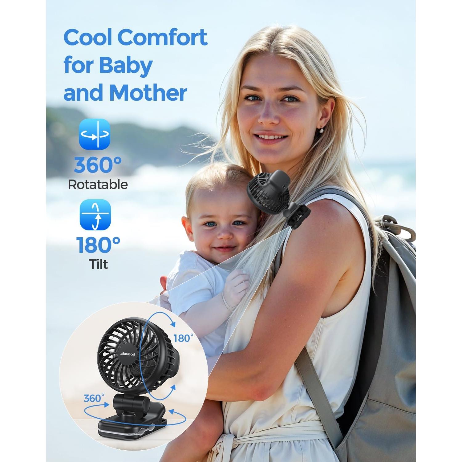 Ventilador Mini AMACOOL HF386 Portátil 3 Velocidades 10H