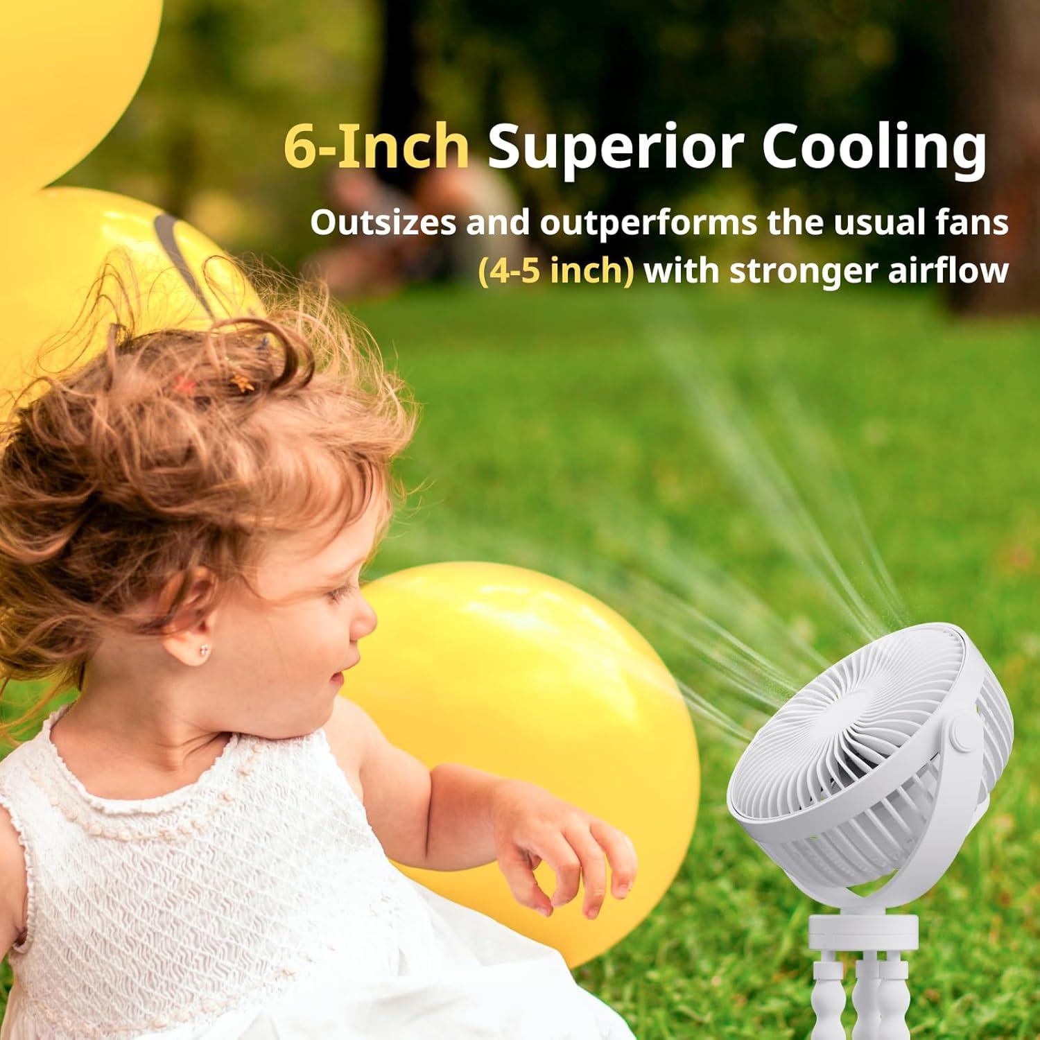 Ventilador Portátil Clip LuneEnfant K11 Blanco 6" Recargable