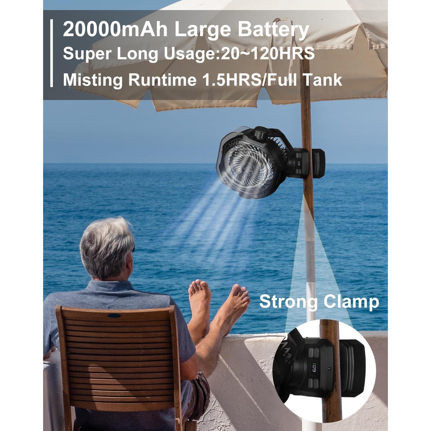 Ventilador Portátil Recargable Dymuzic 9" con Nebulización 20000mAh