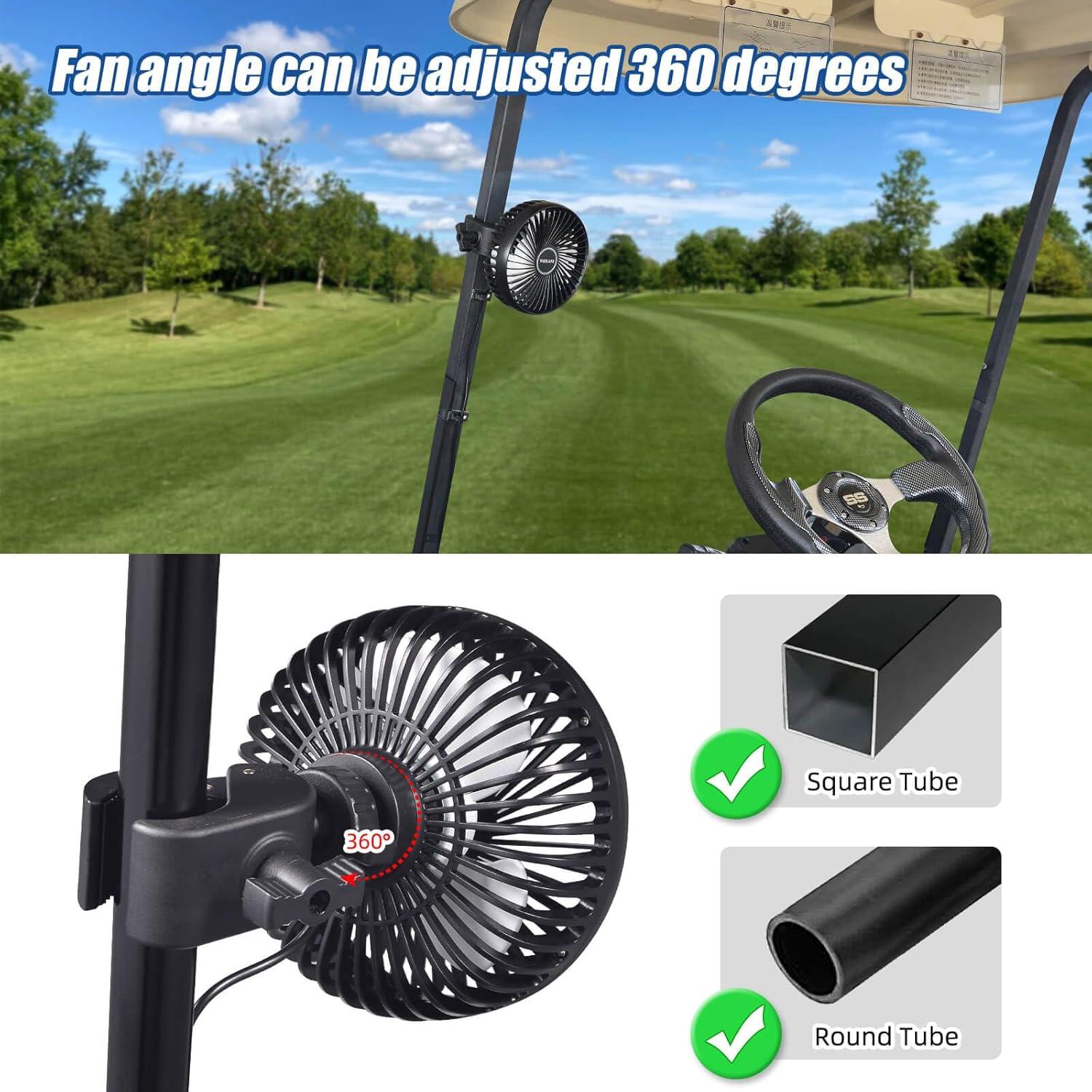 Ventilador Portátil WEKANI para Carro de Golf USB 3 Velocidades