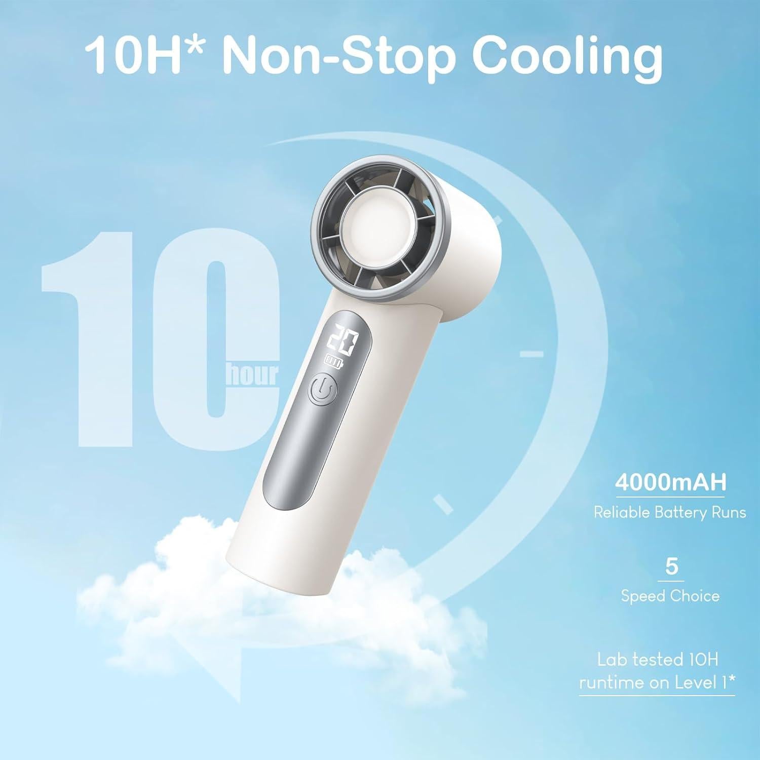 Ventilador portátil Gellumnious X98 mini 10h batería 141.7g gris