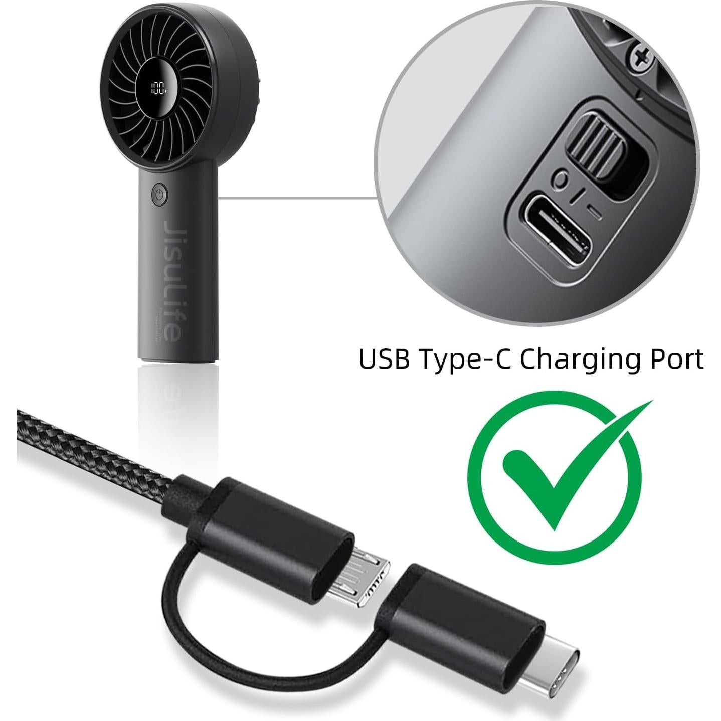 Cargador 2 en 1 para Ventiladores Portátiles USB Tipo C y Micro USB