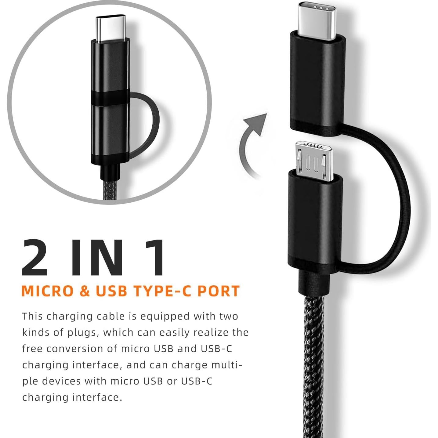 Cargador 2 en 1 para Ventiladores Portátiles USB Tipo C y Micro USB