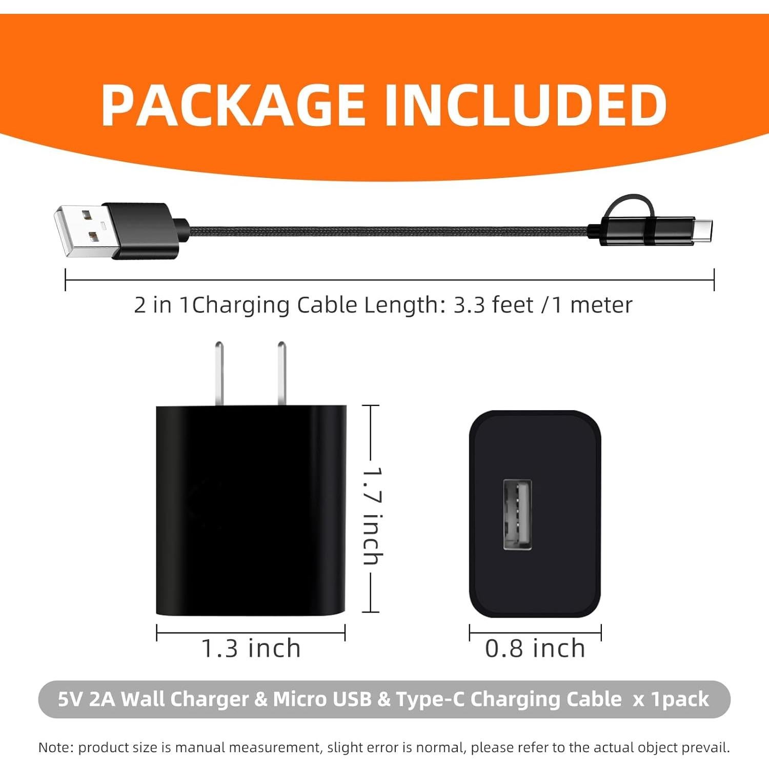 Cargador 2 en 1 para Ventiladores Portátiles USB Tipo C y Micro USB