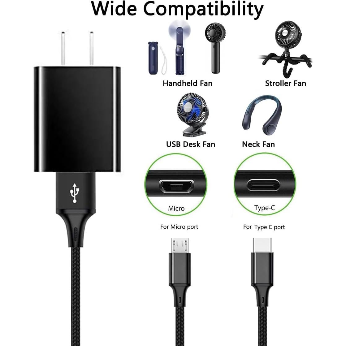 Cargador USB AC Boda para Ventilador de Cochecito 1.22m