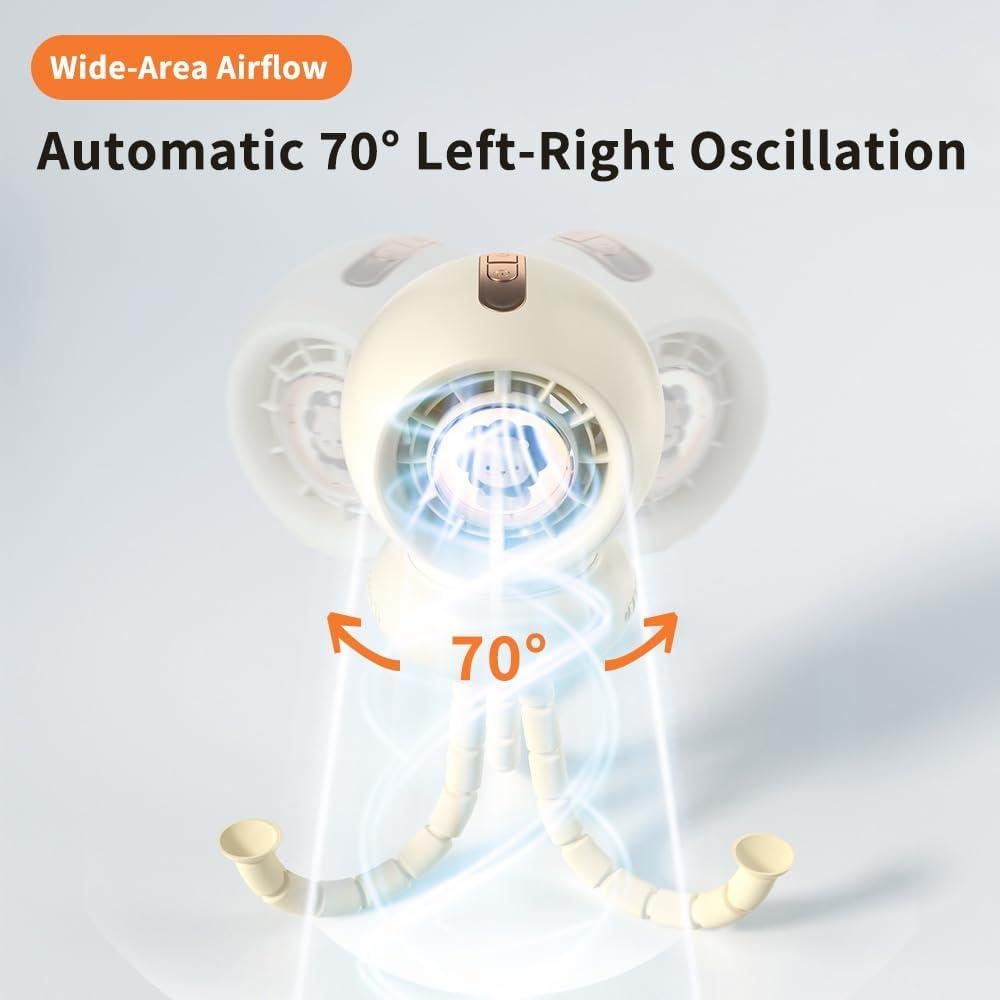 Ventilador Portátil IEOTT con Luz Nocturna y Oscilación 3600mAh