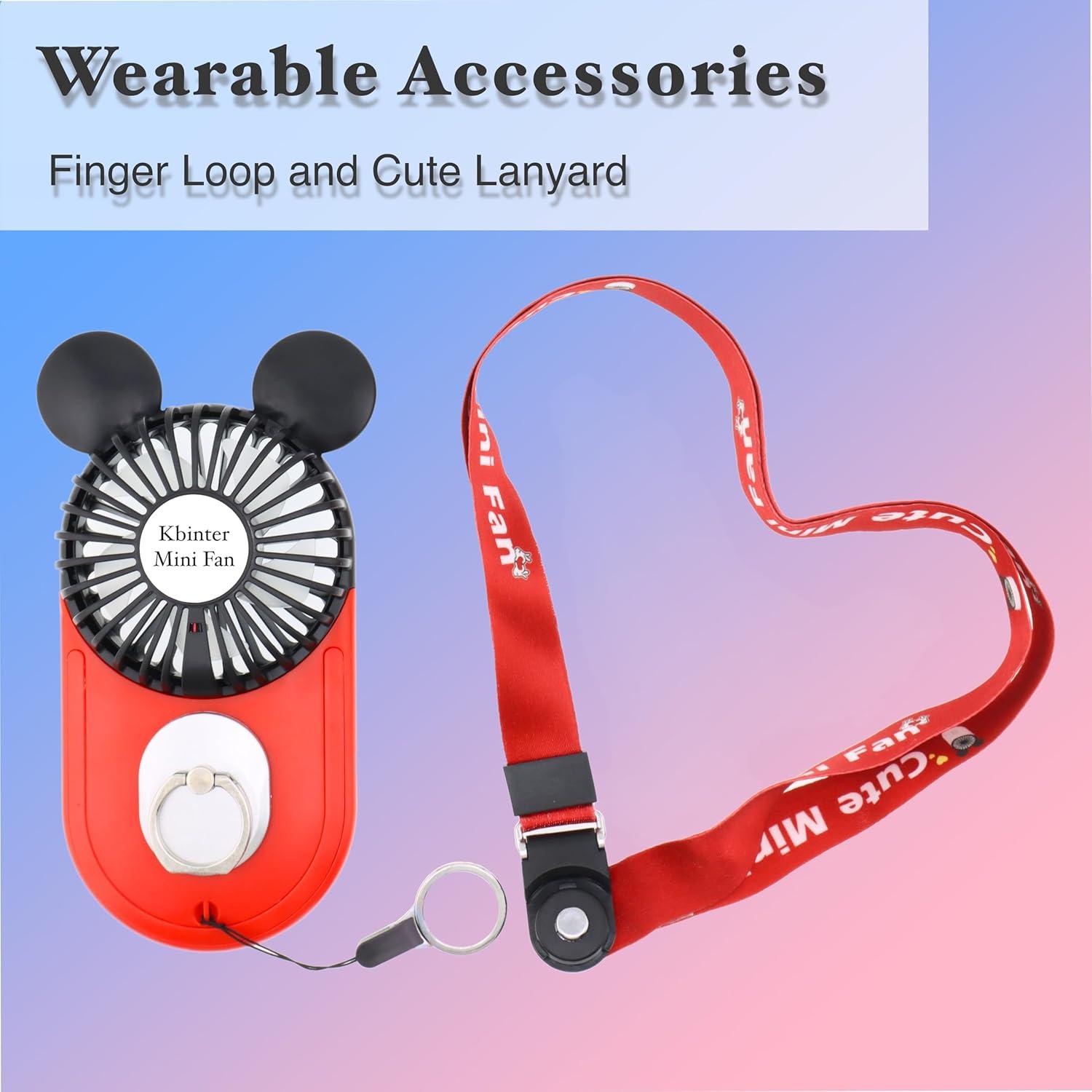 Ventilador Mini Portátil Kbinter KBT-MQFS USB 3 Velocidades Rojo/Azul