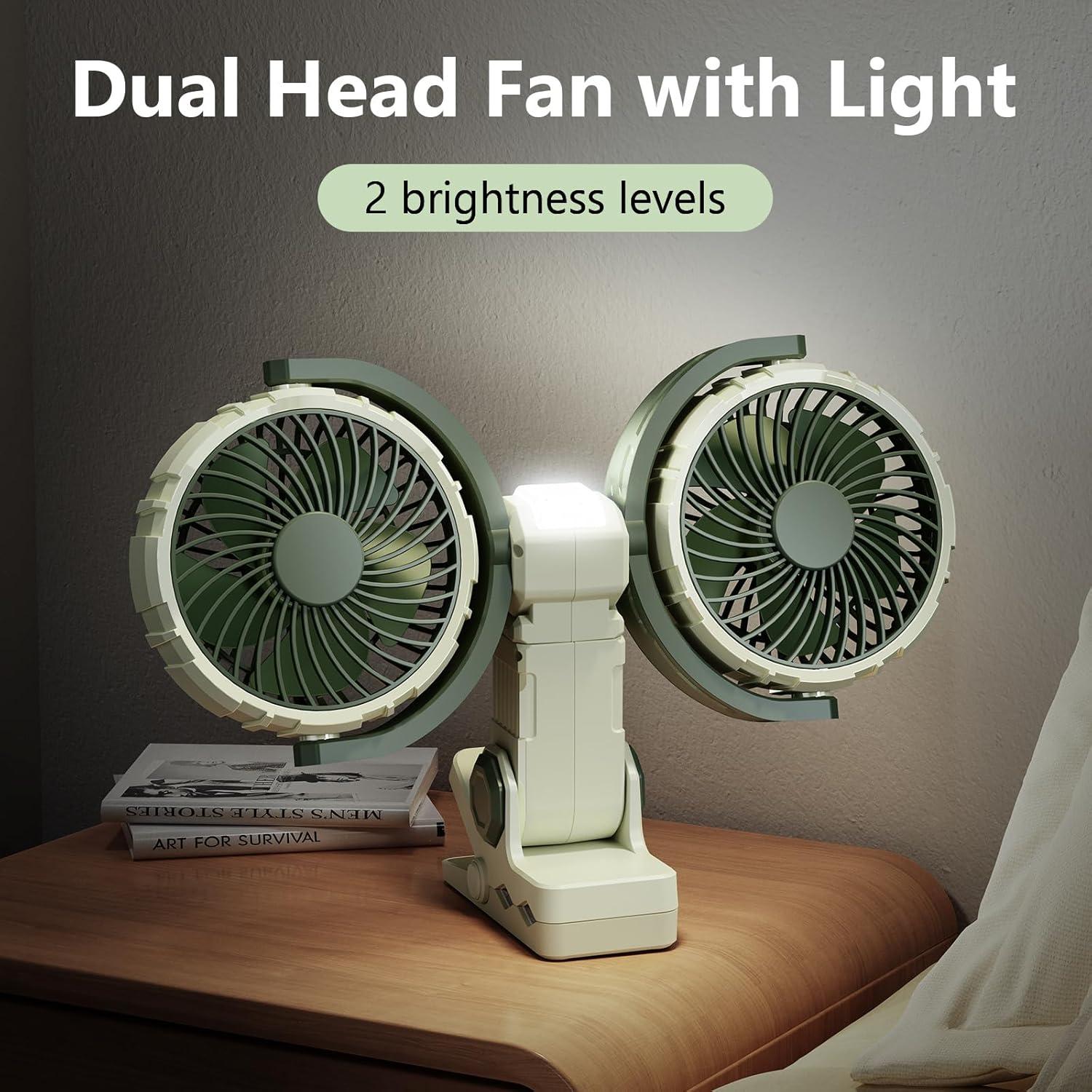 Ventilador Portátil Nediea F7311 Doble Cabeza 4000mAh Verde