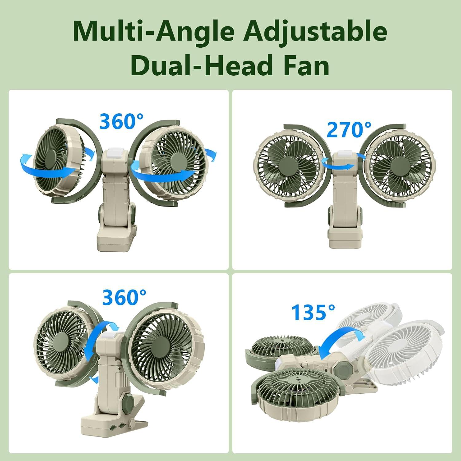 Ventilador Portátil Nediea F7311 Doble Cabeza 4000mAh Verde