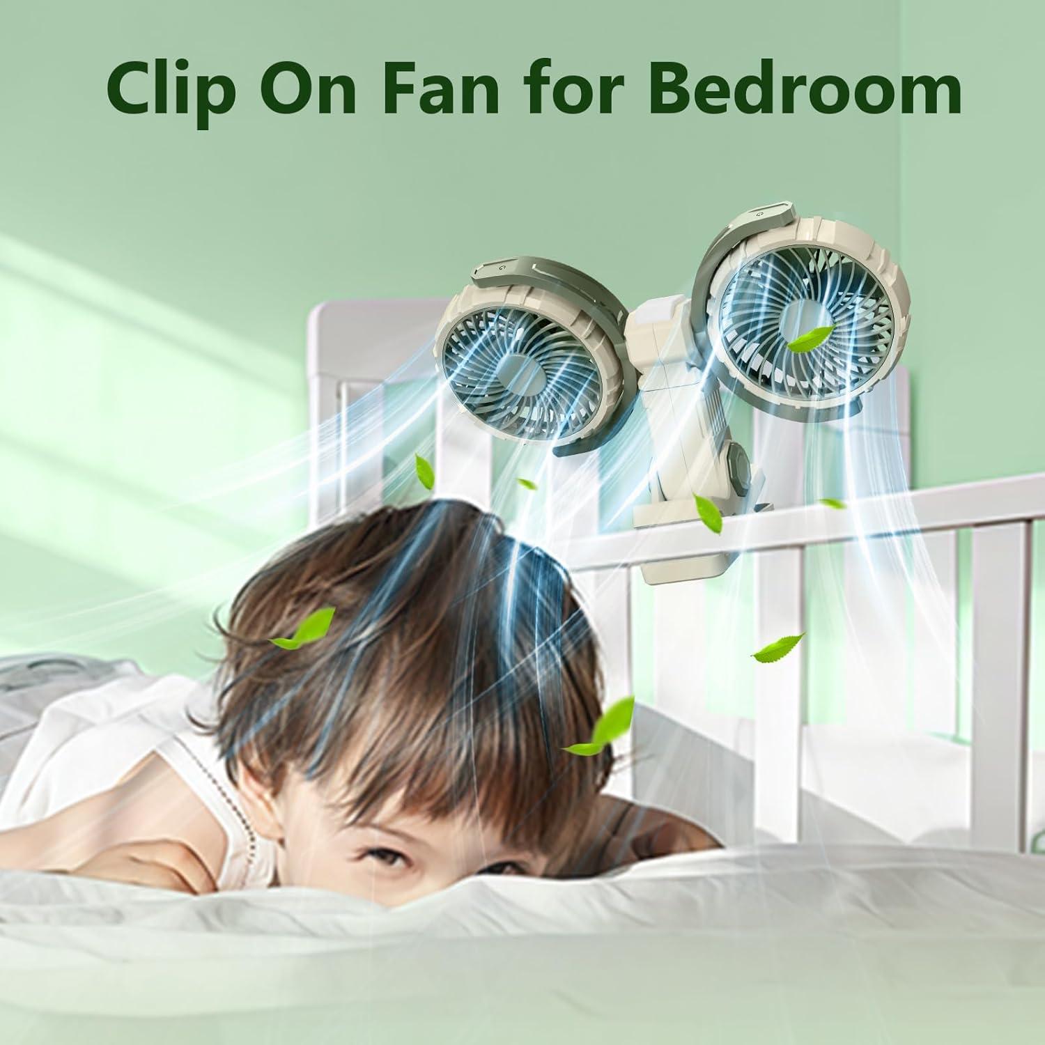 Ventilador Portátil Nediea F7311 Doble Cabeza 4000mAh Verde