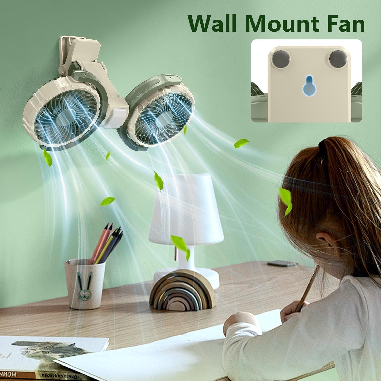 Ventilador Portátil Nediea F7311 Doble Cabeza 4000mAh Verde