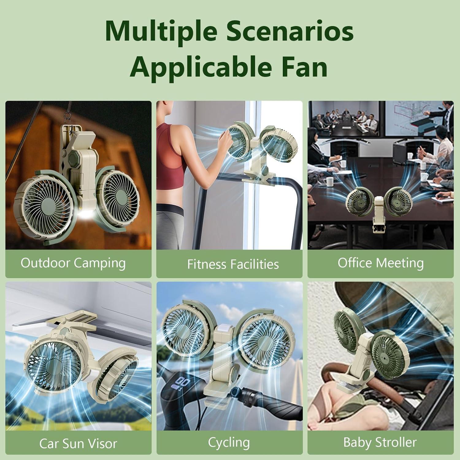 Ventilador Portátil Nediea F7311 Doble Cabeza 4000mAh Verde