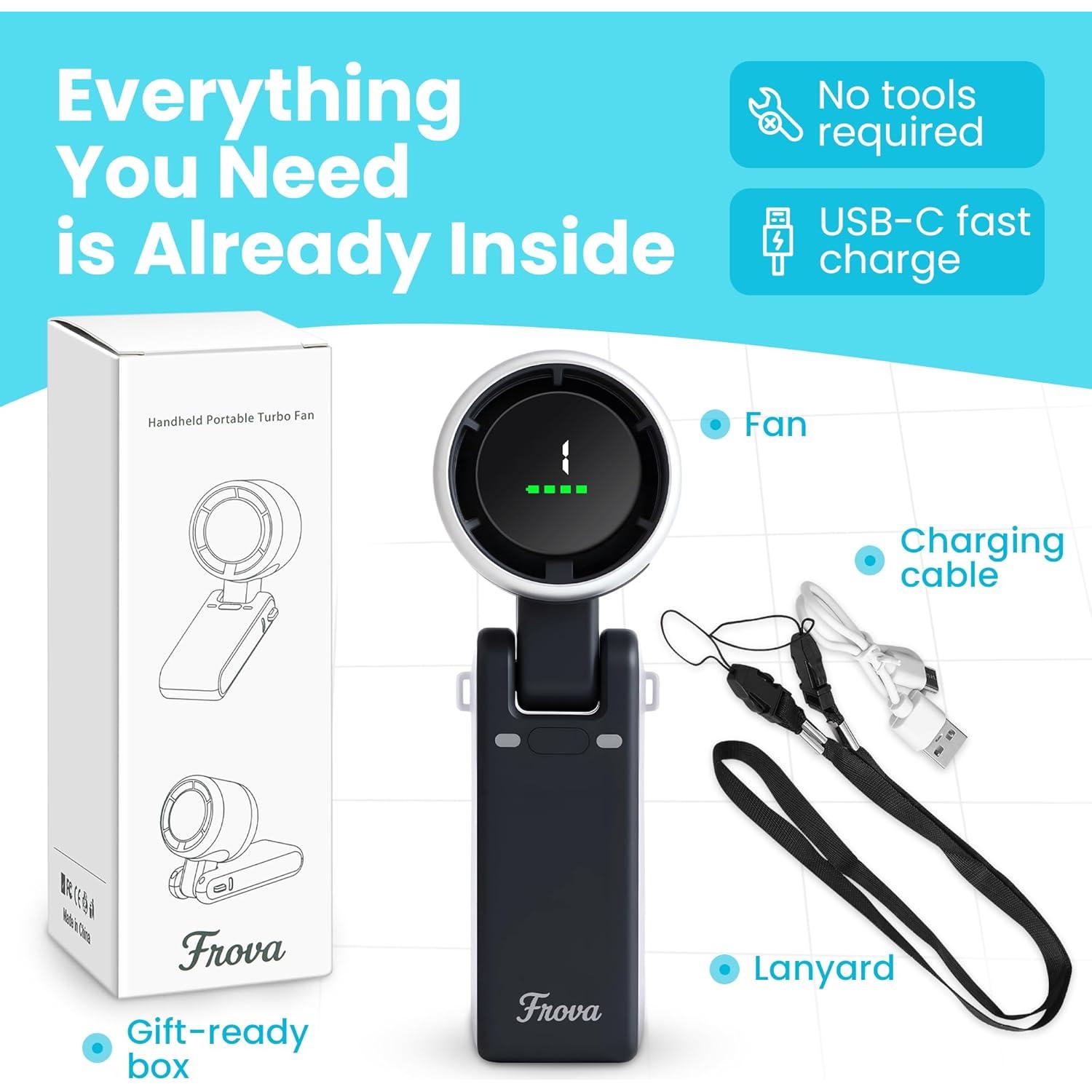 Ventilador Portátil FROVA FAW - 5200 mAh, 5 Velocidades Silenciosas