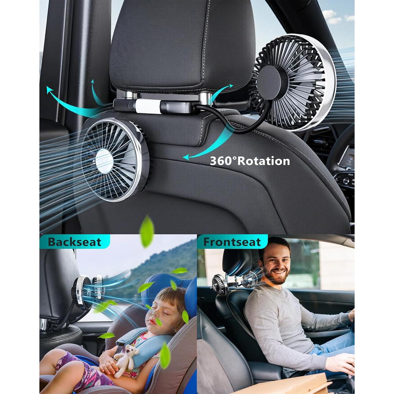 Ventilador de Auto xuenair 360° USB para Asiento Trasero