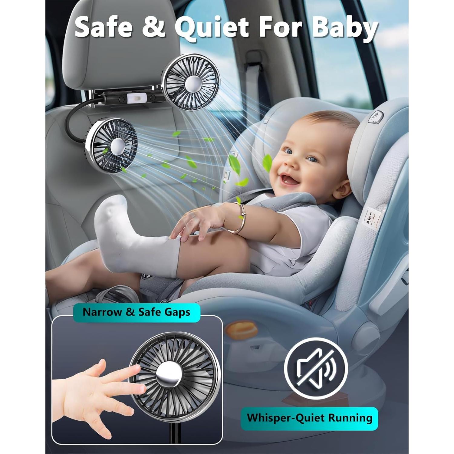 Ventilador de Auto xuenair 360° USB para Asiento Trasero