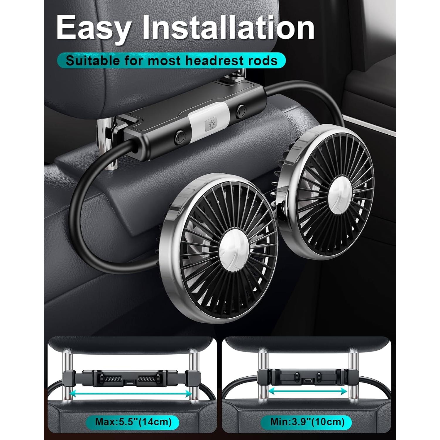 Ventilador de Auto xuenair 360° USB para Asiento Trasero